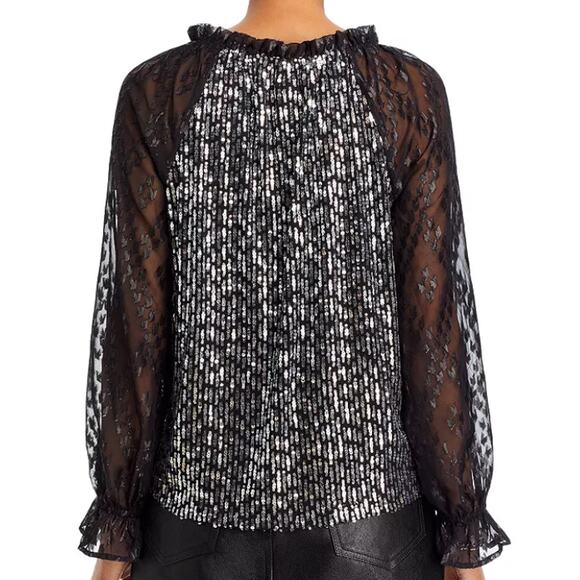 NWT Cupio Sequin Bodice Blouse Party, Whimsigoth, Dark Coquette, Dark Glam Sz L - Picture 2 of 15